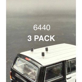 Non-operating 3 Pack 1/64 Black Silver Low Profile Stubby Antenna Scale Model Police Fire