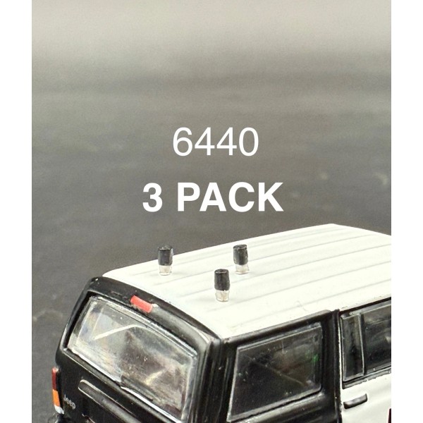 Non-operating 3 Pack 1/64 Black Silver Low Profile Stubby Antenna