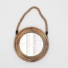 Funly mee Rustic Round Decorative Mirror with Solid Wood Frame&Rope