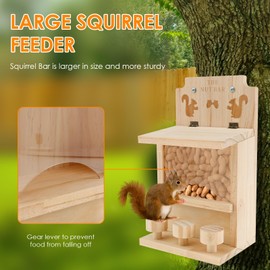 Wooden Squirrel Feeder House, Squirrel Feeder for Garden, Large Capacity Squirrel Feeding Station, Squirrel House with Lift Up Lid, Chipmunk Feeding Station for Backyard and Garden(Style B)