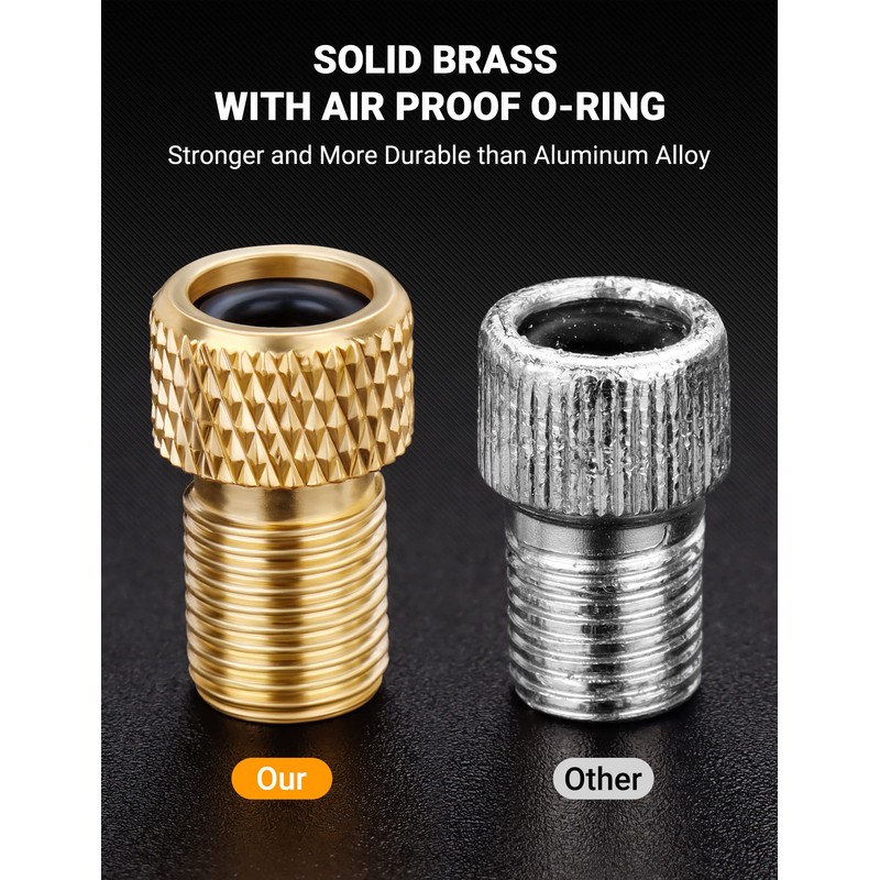 AstroAI Brass Presta Valve Adapter, Convert Presta to Schrader Valve