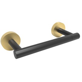 RARXTR Black and Gold Toilet Paper Holder SUS304 Stainless Steel Double Post Pivoting Toilet Paper Roll Holder Wall Mounted Tissue Holder for Commercial Bathroom RV Matte Black & Brushed Brass Finish