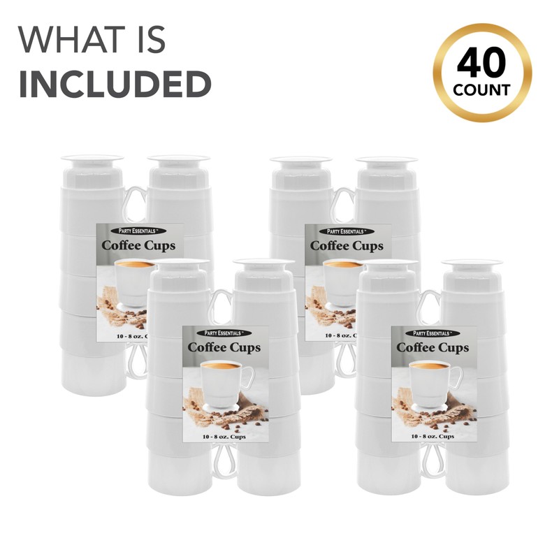 Party Essentials Party Essentials 8-Ounce Hard Plastic Tea Mugs/Coffee Cups