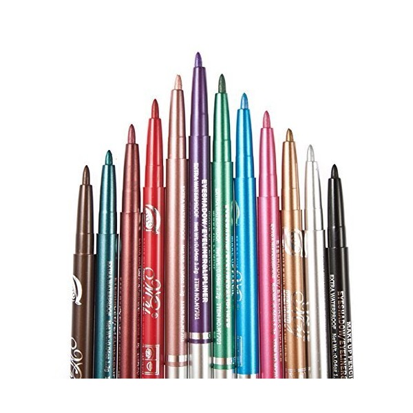 G2PLUS 12 PCS Colorful Eyebrow Pencil Eyeliner Eyebrow Lip Liner Pencil Pen Makeup Cosmetic Set Kit Tool