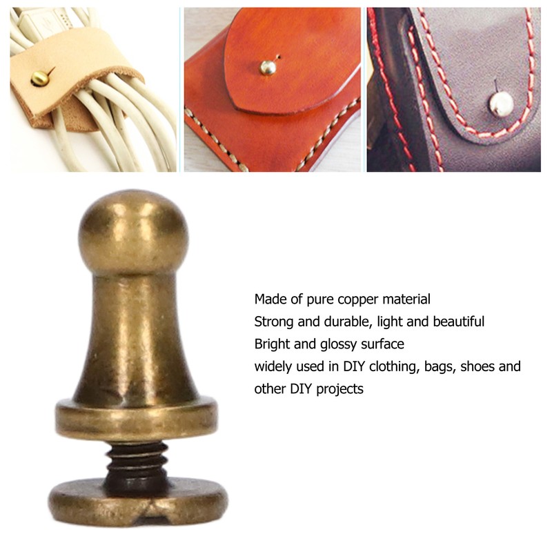 200 Sets Chicago Screws 6x4mm Pure Copper Strong Round Head