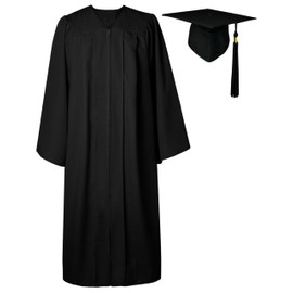 GraduatePro Graduation Talar with Hat Black Graduate Robe Bachelor Uni Master Costume Gifts Graduates Academic Men Women 58 Plus = S Plus Sizes