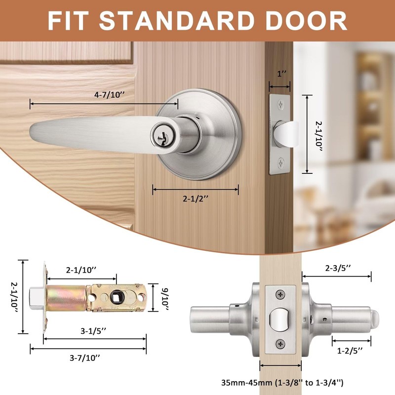 Probrico (5 Pack Keyed Entry Door Lever Lock for Exterior