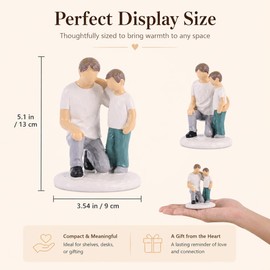 Father Son Sculpture,Hand-Painted Resin Parent Child Figurine with Boy,Family Bond Statue,Meaningful Birthday Keepsake for Men,Grandpa Grandson Shelf Desk Home Office Decor,Memorial Gifts for Loss