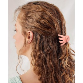 Small Hair Clips for Women Octopus Small Claw Clips 12 Pcs Matte Hair Claw Cute Jaw Clip (Octopus - Purple/Pink/Khaki/Beige)