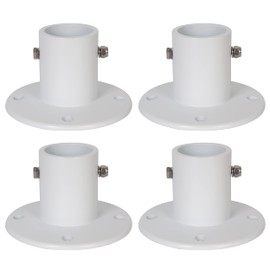 HECASA Deck Anchor Flange Cast Above Ground Pool Ladders Handrails or Slide - 1 7/8” Inch Diameter of 1.9" Aluminum White (4PC)