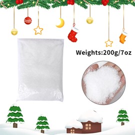 Artificial Snow Decoration, 200 g, Decorative Snow, White Artificial Snow, Dry Snow Powder, Christmas Scene Decoration, Scene Props for Christmas, Party, Holiday Decoration, Ease of Use (200, g)