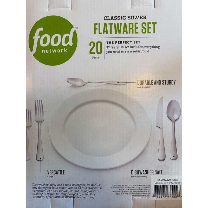 Food Network NEW Food Network Classic Silver 20 pc silverware