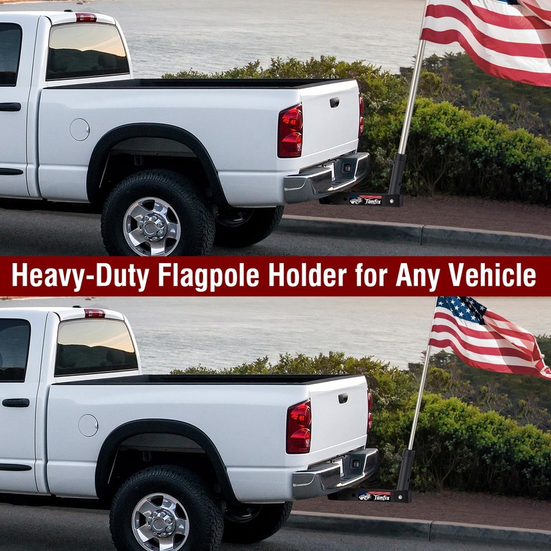 Tanfix Hitch Mount Flagpole Holder, Heavy-Duty Flag Pole Holder for