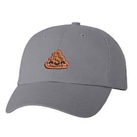 Unisex Adult Washed Dad Hat Happy Poop Emoji Cartoon (4) Embroidery Sketch Design (Gray)