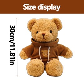 LGWJHCY Teddy Bear Plush Toy, 30 cm Teddy Bear Soft Fur Teddy Bear with Hood Paw Print Plush Toy Cuddly Toy Gift (Grey)