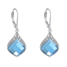 Moonstone Earrings Sterling Silver Filigree Irish Celtic Teardrop Moonstone Drop Earrings Jewellery Gifts for Women, Sterling Silver, Moonstone