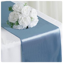 SINSSOWL 10PCS Dusty Blue Table Runner 12 X 108 Inches Wedding Satin Table Runner for Party Banquet Bridal Shower Baby Shower Conference Dining Room Table Decoration - Dusty Blue