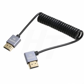 HangTon HDMI 8K 4K 60fps Cable Thin Coiled Right Angle for ATOMOS Shinobi Ninja V Portkeys BM5 FEELWORLD BMPCC 4K Monitor ZCAM Sony Canon Nikon Camera Type A HDMI 2.1
