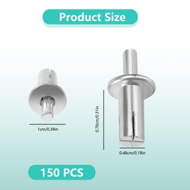 Koceci 150 PCS Aluminum Core Rivets with Round Head, Half Round Head Hammer Drive Blind Rivets Hammer Drive Rivets Knock Type Expansion Aluminum Blind Rivets (Silver), 20240606005