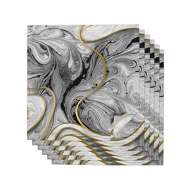 Cloth Napkins Set of 6 - Washable Linen Napkins Lunch Dinner Napkin - Abstract Gray Gold Marble Textured Napkins Absorbent Reusable Western Napkins for Wedding Party 20"x20"