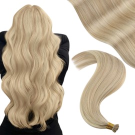 YoungSee I Tip Hair Extensions Human Hair Blonde Highlight Itip Hair Extensions Real Human Hair Ash Blonde Highlight I Tips Extensions Real Human Hair 16In Itips Human Hair Extensions Natural 80s/50g