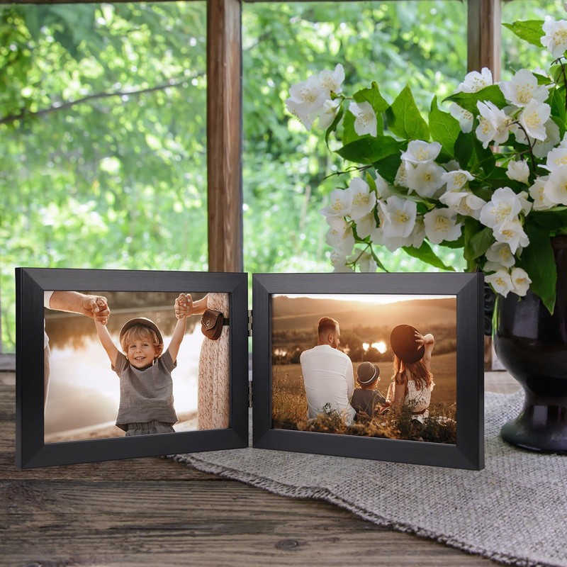 Giftgarden 5x7 Double Picture Frame with Real Glass Display Horizontal