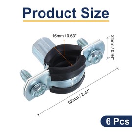sourcing map 6 Pcs Split Ring Pipe Hanger, 16mm/0.6inch Adjustable Pipe Bracket Clamp Wall Ceiling Mount Pipe Strap Support for Plumbing Drainage Pipe Tube