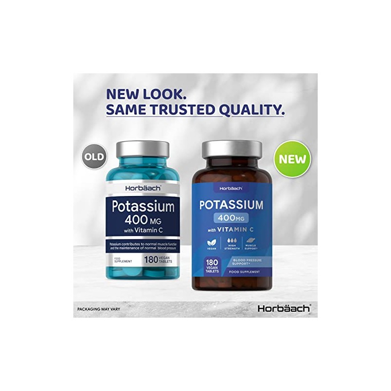 Potassium Supplement 400mg with Vitamin C | 180 Vegan Tablets