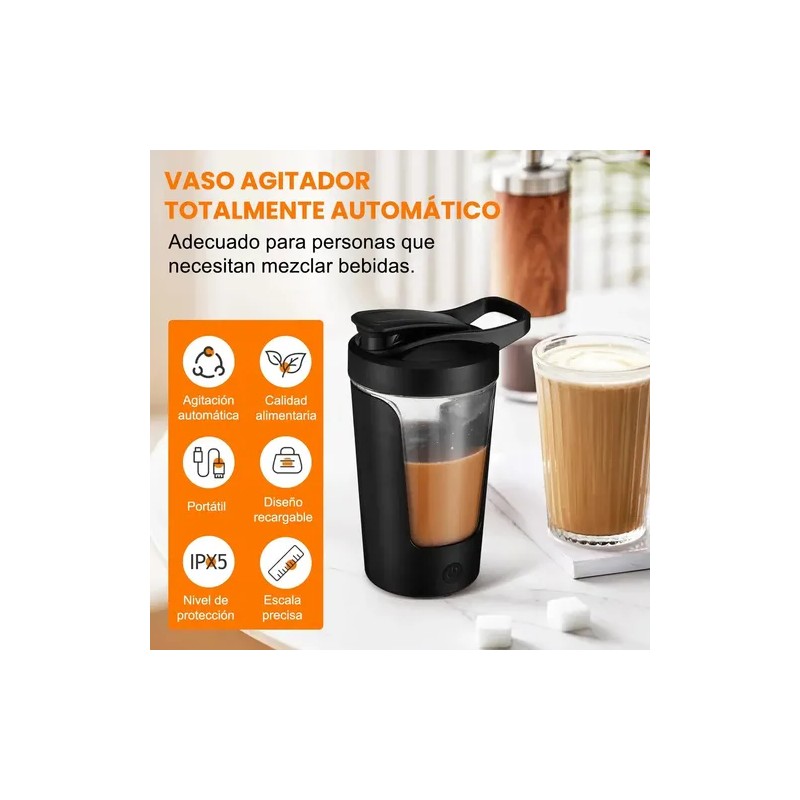 Vaso Shaker Eléctrico Time4buy 450 ml, con Llavero Scoop y