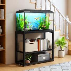 CLrkualn Fish Tank Stand 20-30 Gallon,500LBS Aquarium Stand Metal Frame with Adjustable Storage Shelves, 31.5" L x 15.6" W x 31.5" H Reptile Turtle Terrarium Stand