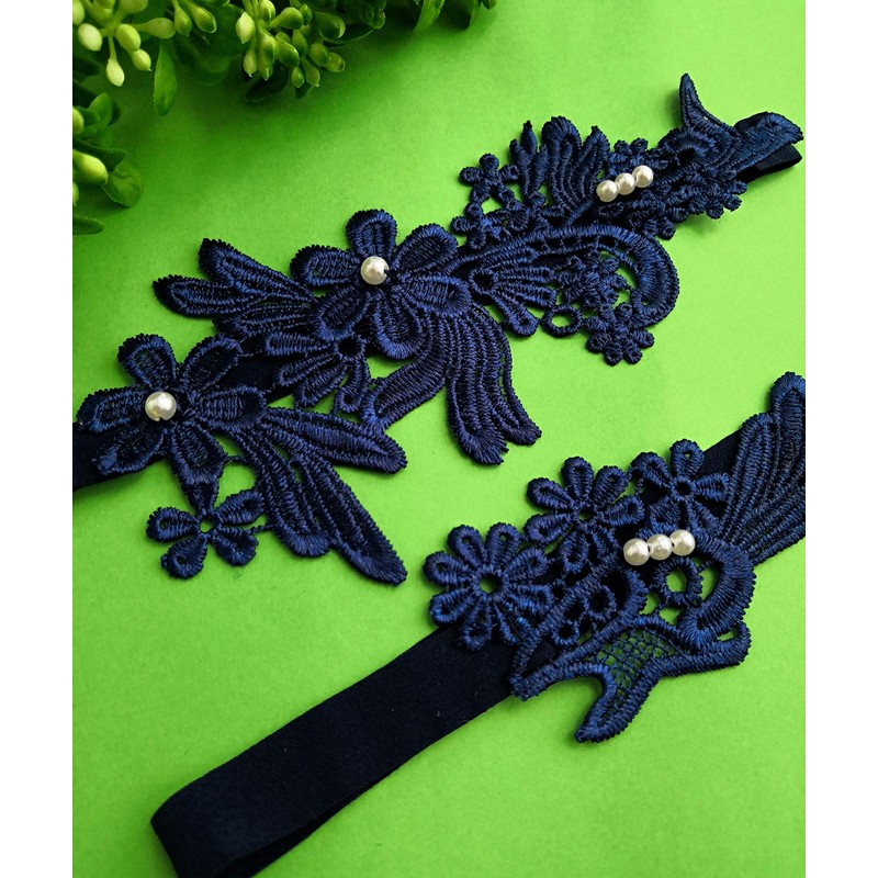 Juego de liguero retro para novias, Retro azul marino, Talla
