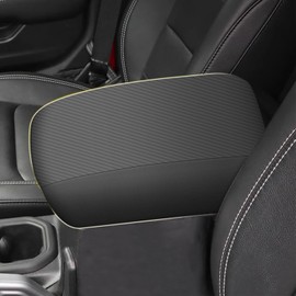 AOMSAZTO Console Cover for 2018-2026 Jeep Wrangler JL/Gladiator JT Armrest Covers for Wrangler JL Leather Keyhole Carbon Fiber