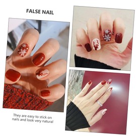 Beavorty 72pcs Christmas Fake Nails Beautiful Holiday Press Nail Tips for Festive Parties for Women and Girls Full Cover Manicure Decor