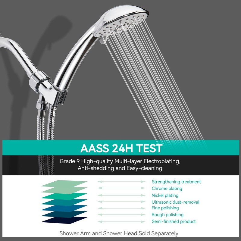 Adjustable Handheld Shower Head Holder- Premium ABS Bracket- Brass Ball