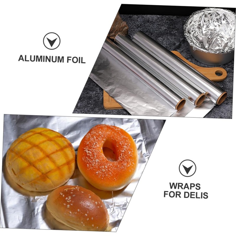NOLITOY 4 Rolls High Temperature Aluminum Foil for Catering Restaurants
