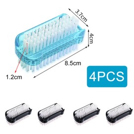 zoerbufan Pack of 4 Hand Brush, Nail Brush with Hard Bristles, Double-Sided Finger Brush, Hand Wash Brush for Cleaning Hands, Nails, Bathrooms, Sinks (Black)