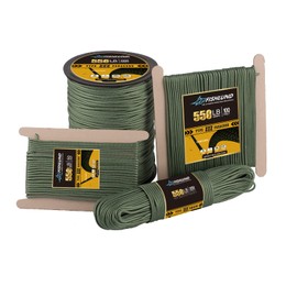 FISHLUND Paracord 550 lb, 7 Strand Type III Paracord Rope 250ft 4mm, High Strength Nylon Parachute Cord for Camping, Survival, Tactical and Hiking, Olive Green