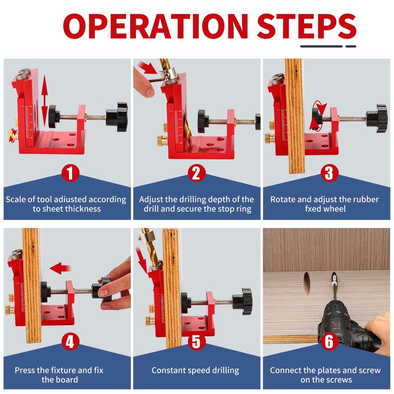 Pocket Hole Jig Set, Oblique Hole Drilling Template, Pocket Dowel