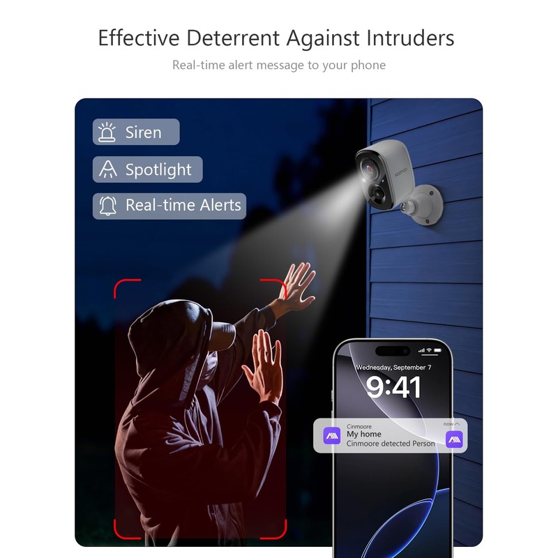 KEEPYOO 2.5K Wireless Home Security Camera Outdoor/Indoor Magnetic, 2.4Ghz WiFi