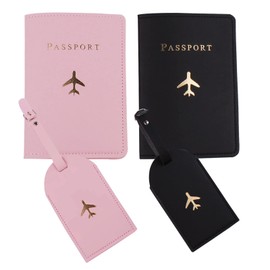 Snogisa Passport Wallets Travel Holder Set, Honeymoon gift, couple passport holder for honeymoon, Travel Luggage Tags Passport Cover for Wedding Bridal Shower Gift
