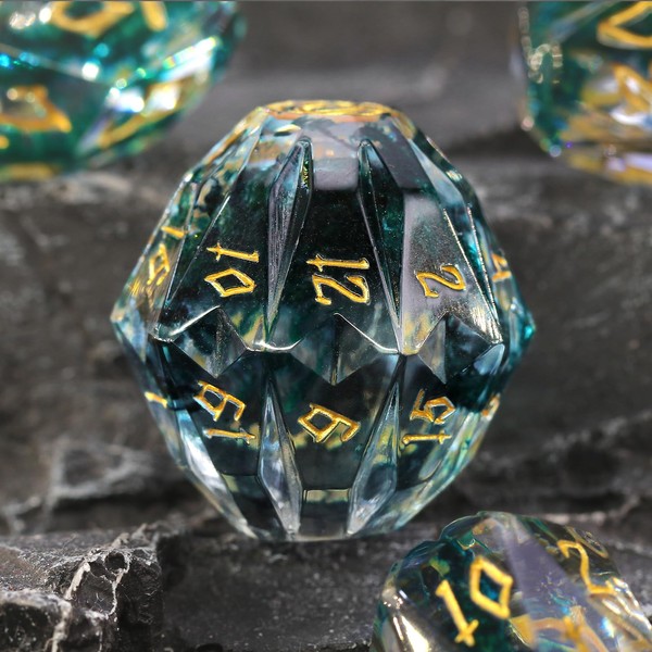 FONVGOGO Polyhedral Dice Set D&D, Unique Resin DND Dice for