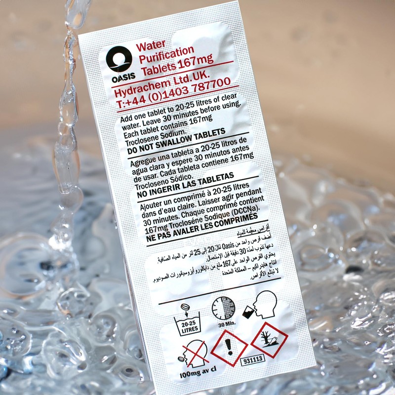 Oasis Water Purification Tablets Each Tablet Treats 20 Litres of