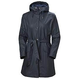 Helly Hansen Women's Kirkwall II Waterproof Belted Rain Coat with Hood, 598 Navy, Large