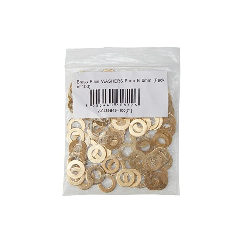 AHCBrass Plain WASHERS Form B 6mm (Pack of 100)