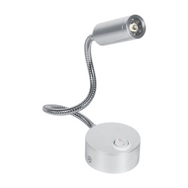 AC85-265V 3W Cool White LED Reading Study Bed Lamp With Gooseneck OFF/ON Switch( 3W Cool White)