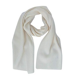 FosterNatur, Women's/Men's Fine Rib Scarf, 100% Wool, natural