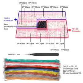 SH1.0 to PB1.25 Pre-Crimped Cables and Connectors Kit Compatible with JST SH 1.0mm Molex PicoBlade 1.25mm for I2C Qwiic Stemma QT Wire Flight Controller F405 H7