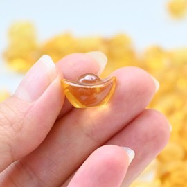 Gold Chinese Glass Yuanbao Decorative - 200pcs Lucky Feng Shui Wealth Charms for Prosperity Bowls, DIY Amulets & Good Luck Home/Office Decor
