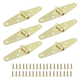 Piutouyar 6 Pcs Heavy Duty Gold Strap Hinges, 2 Inch Shed Hinges Cabinet Latch Door Hinge Gate Hinge with Mounting Screws
