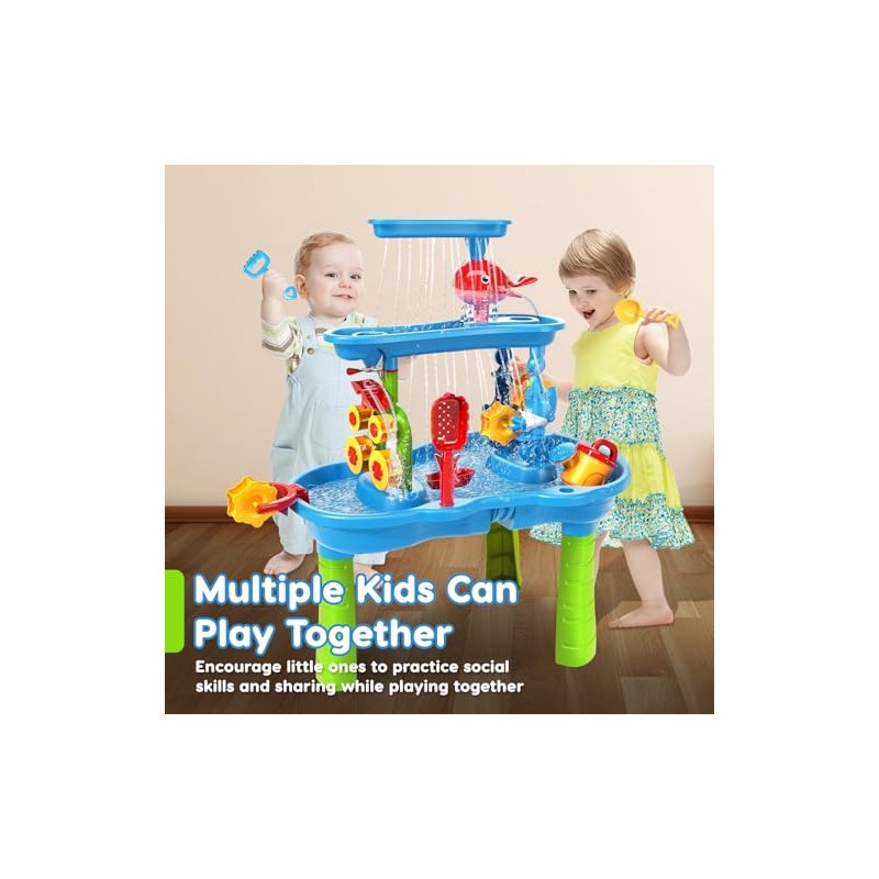 3-Tier Water Table for Toddlers 1-3, Kids Water Play Table